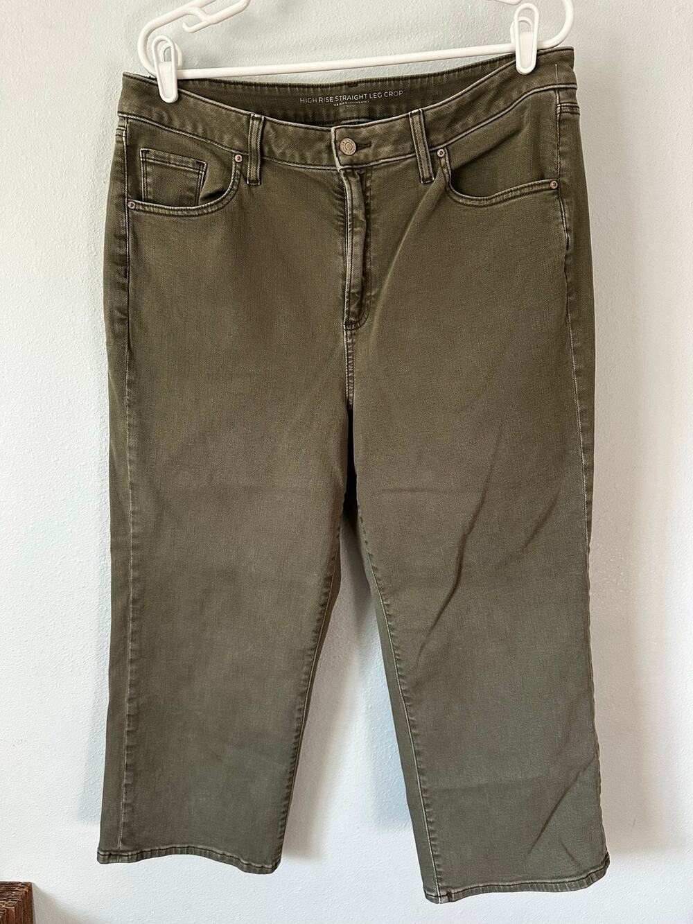 Chico's High Rise Straight Leg Crop Jeans Olive Green size US 16